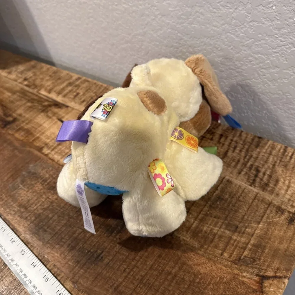 TAGGIES Plush Puppy Dog Tag n Go Pals Baby Lovey Satin Ribbon Comfort Toy Rattle